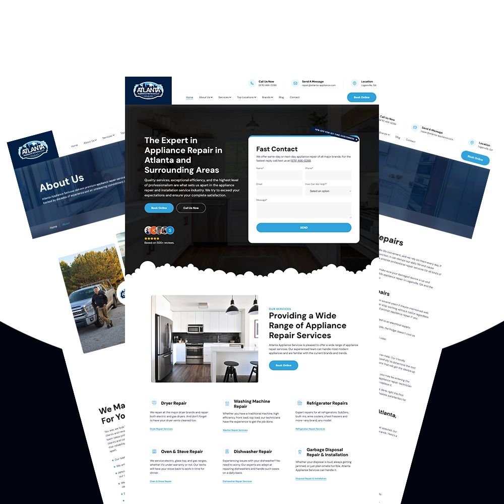Atlanta Appliance Services website redesign by Coastal Web Designs